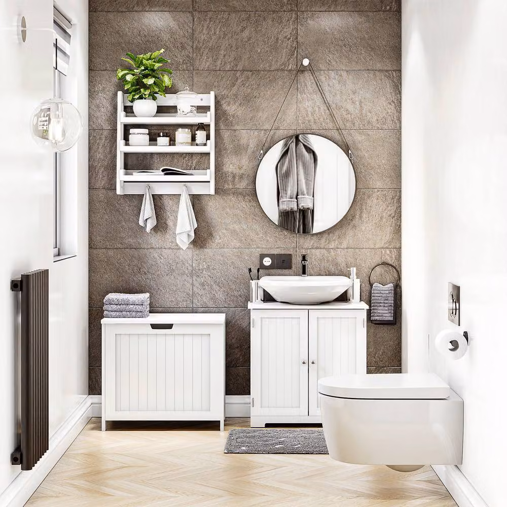 Home Discount Hayle Large Laundry Hamper with Lid in White – 3