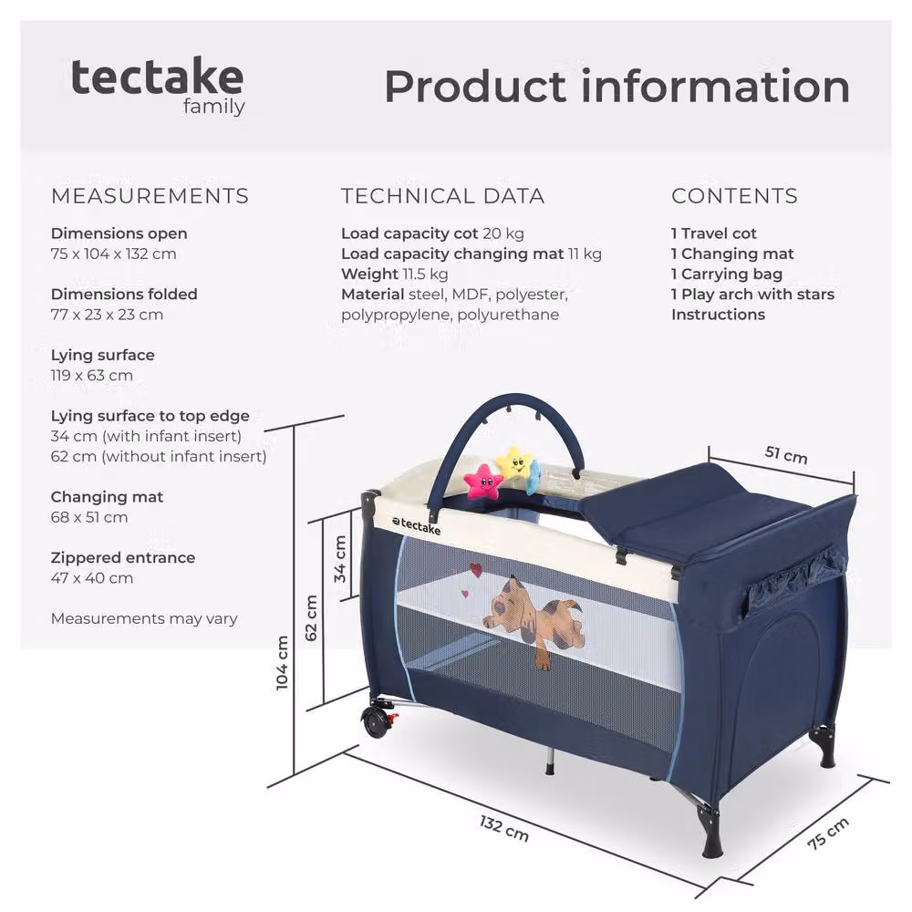 tectake Large Travel Cot for Dogs in Blue – 6
