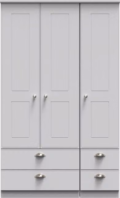 2 U Albert Tall Triple Wardrobe with 2 Drawers and 1 Drawer in Grey