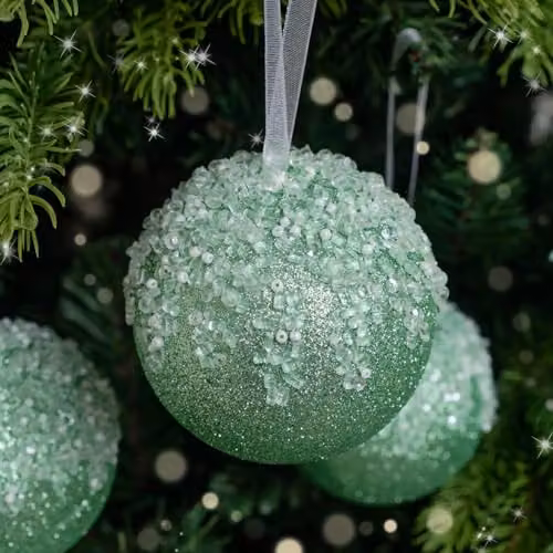 Melody Maison Set of 3 Round Green and White Christmas Baubles – 2