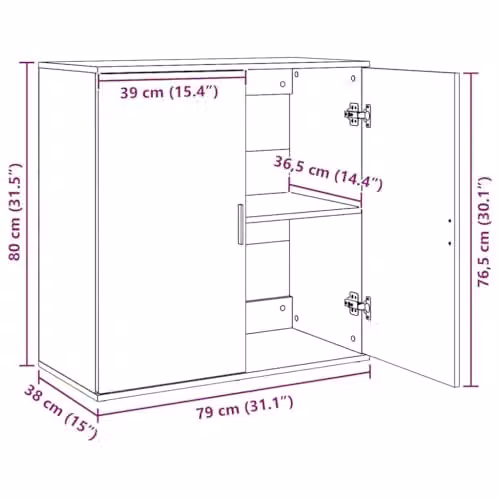 vidaXL Modern Sideboard in Concrete Grey, W/D/H: 79 x 38 x 80 cm – 2