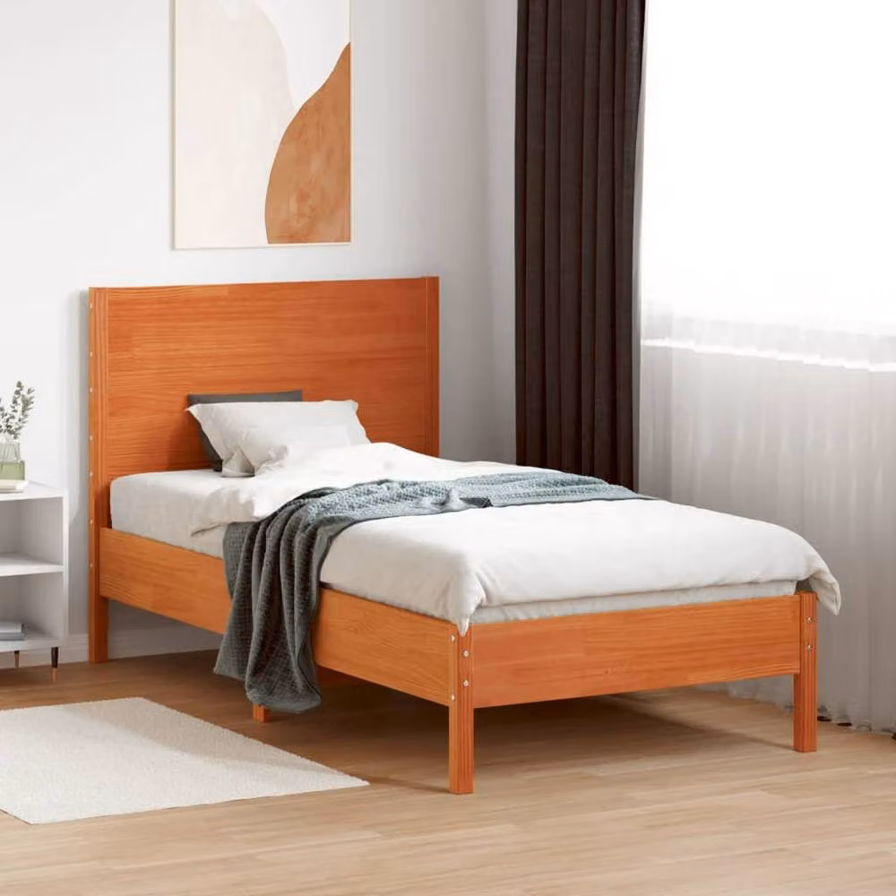 Berkfield Home Rustic Solid Wood Pine Headboard, Wax Brown, Width: 100 cm – 3