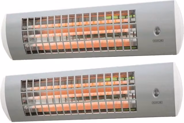Primrose 1.8kW Wall Mounted Quartz Electric Heater with 3 Power Settings, Pack of 2, Silver – 1