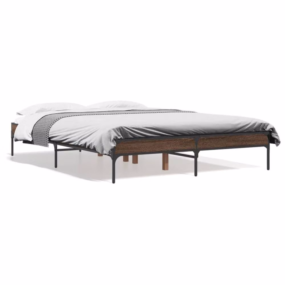 Berkfield Home Durable Oak Bed Frame in Brown, W/D/H: 135 x 190 x 30 cm – 3