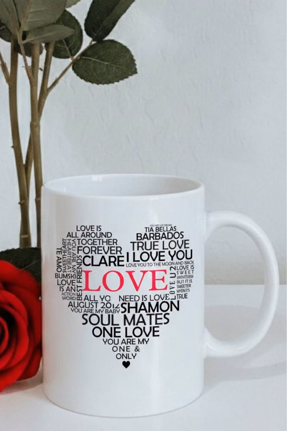 Dyzi Love Typography Heart Printed Ceramic Mug in White – 4
