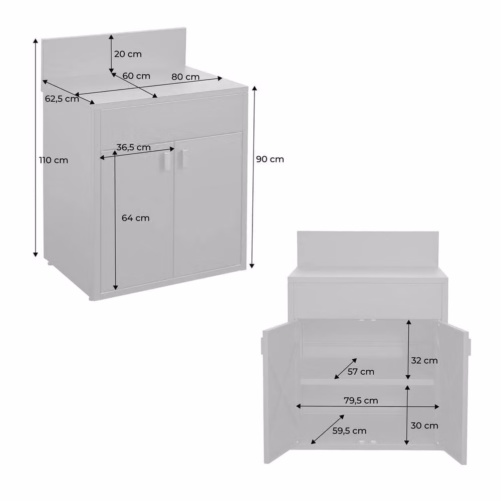 sweeek Outdoor Steel Kitchen Storage Module in Black, W/D/H: 80 x 62.5 x 110 cm – 3
