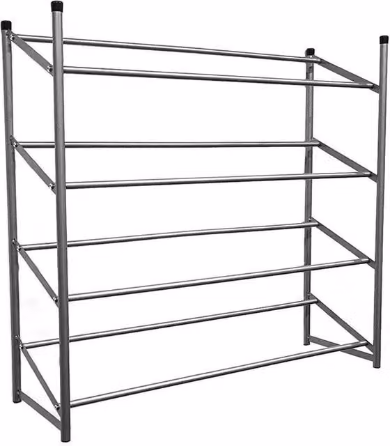 EONLION 4 Tier Silver Metal Shoe Rack Stand, Width: 60 cm