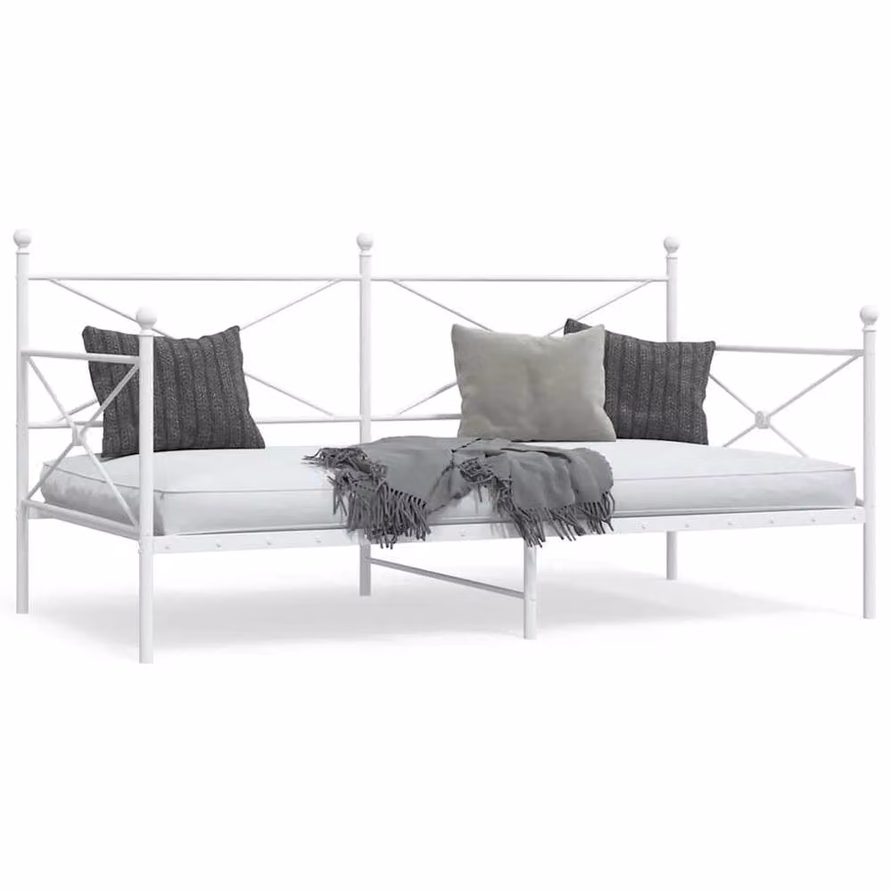 Berkfield Home Durable Metal Day Bed in White, W: 107 cm, L: 203 cm – 2