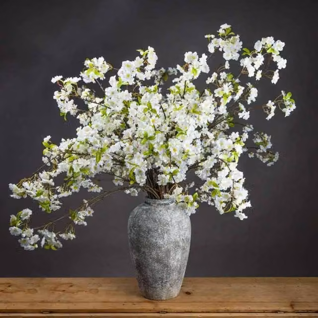 Lemon Pavilion White Cherry Blossom Artificial Plant Spray, W28 x D28 x H124 cm