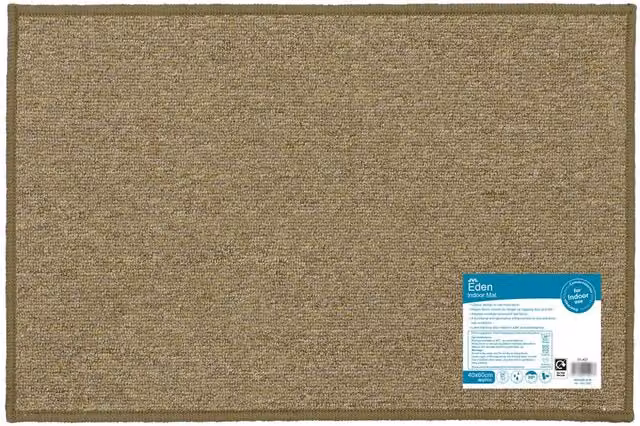 JVL Eden Machine Washable Latex Backed Doormat, Beige, W: 40 cm, D: 60 cm