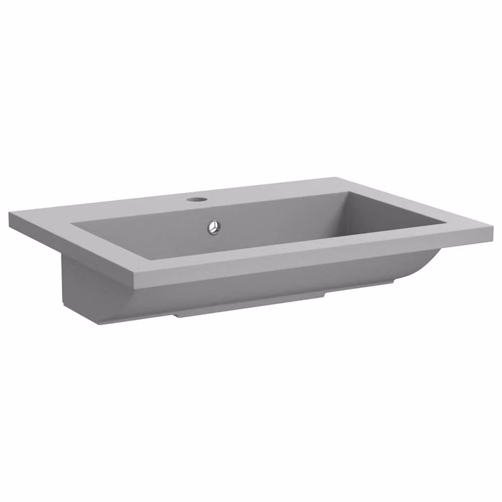 Berkfield Home Rectangular Granite Composite Basin in Grey, W: 60.0 cm, D: 45.0 cm, H: 12.0 cm – 3