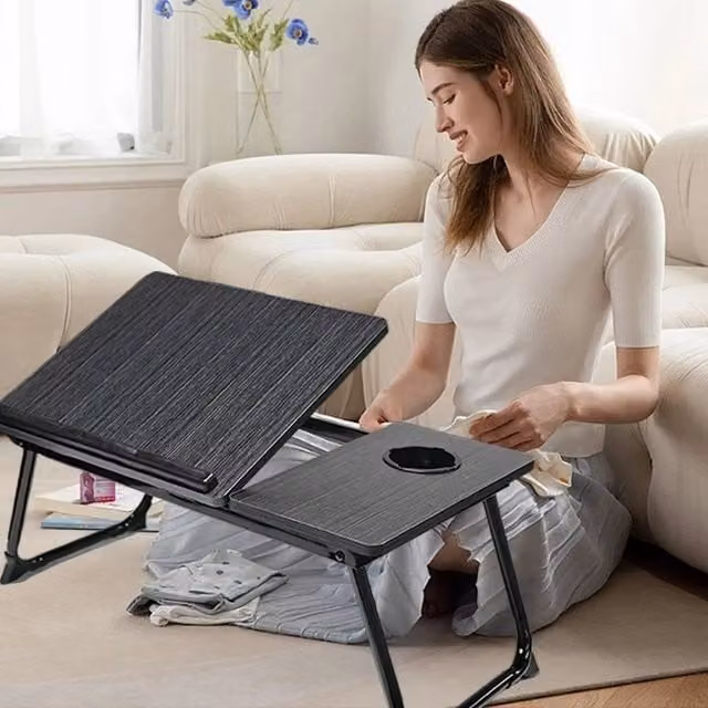 EONLION Folding Laptop Table and Bed Tray Computer Desk in Black, 100 cm