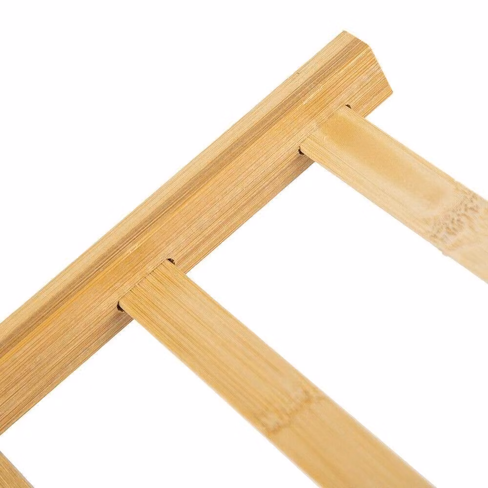 VOGREX Bamboo Open Wardrobe Rack with Shelves and Hanging Rod, Beige, W/D/H: 155 x 33 x 33 cm – 2