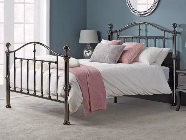 Birlea Victoria Black Nickel Metal Bed Frame, Black, W: 180 cm, D: 200 cm