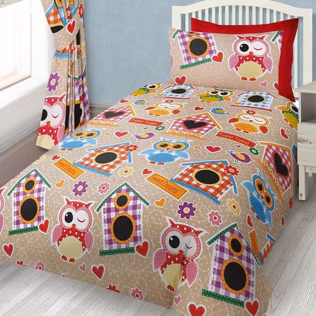 Velosso Microfibre Animal Print Duvet Cover and Pillowcase Set in Multicolour and Beige, W: 140 cm, L: 200 cm