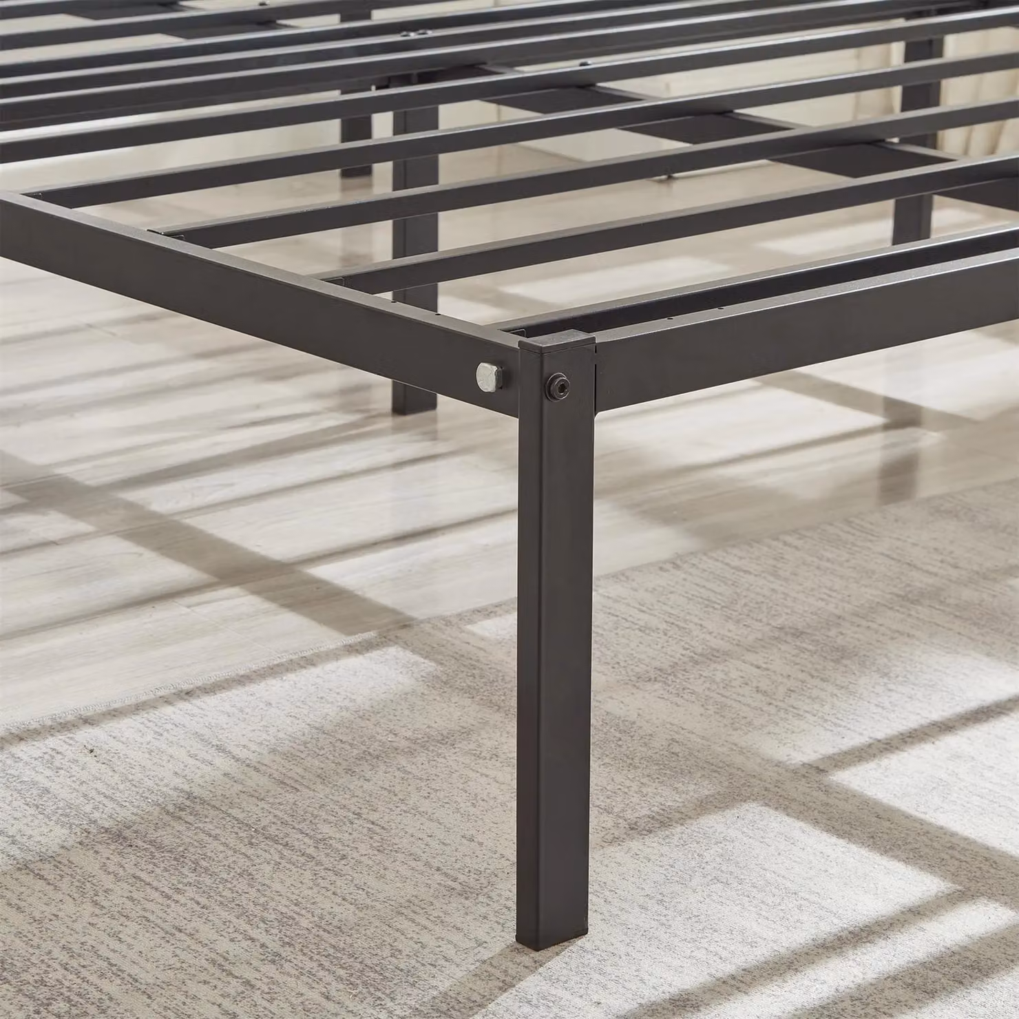 House of Home Black Metal Double Bed Frame, W/D/H: 138 x 191 x 35 cm – 4