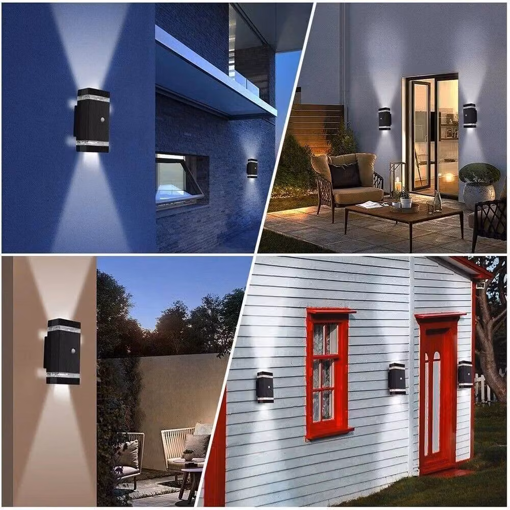 EONLION Black Aluminium Solar LED Up and Down Wall Light with Motion Sensor for Garden, Balcony and Terrace, Cool White, Height: 100 cm – 4