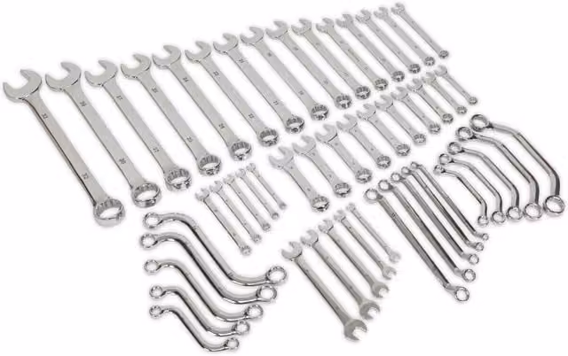 Loops 50pc Metric Multi-Purpose Spanner Set in Silver and Multicolour Chrome Vanadium and Stainless Steel