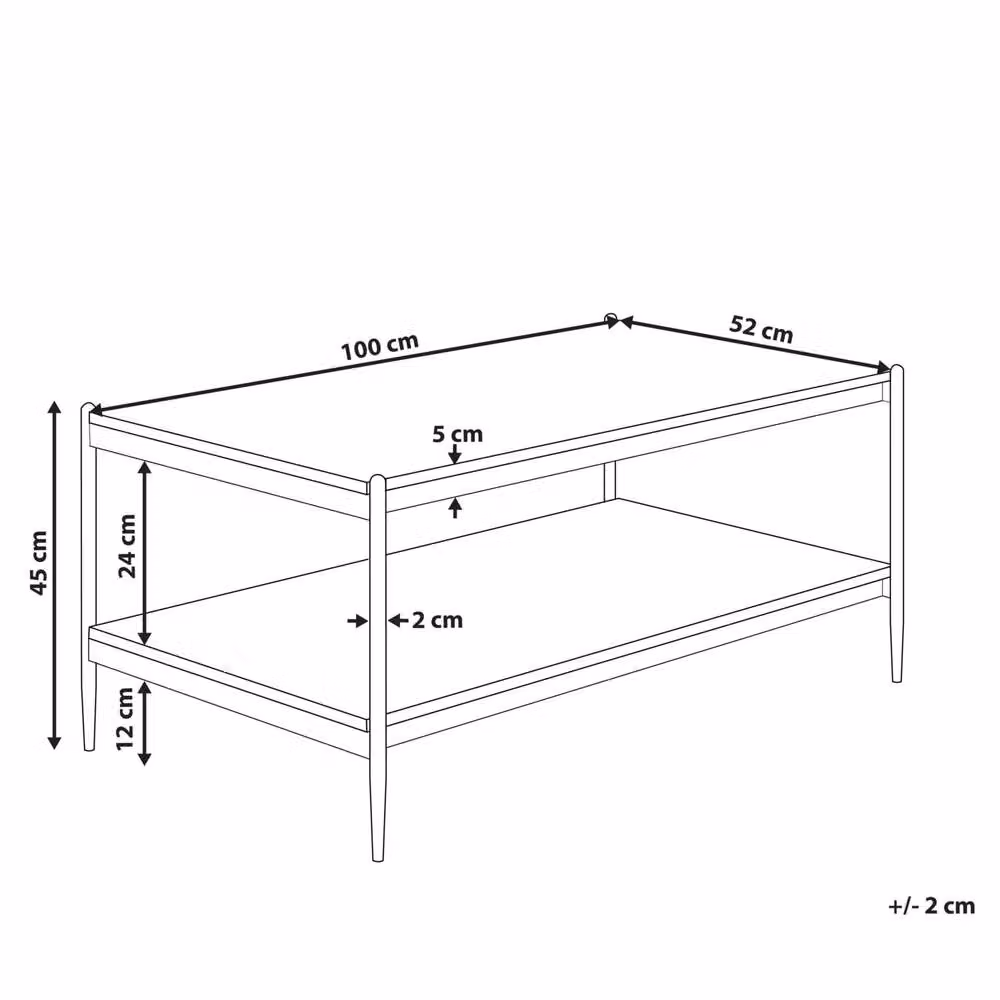 Wyld and Coco Home Industrial 2-Tier Coffee Table in Dark Brown Wood and Black Metal, W/D/H: 100 x 52 x 45 cm – 3