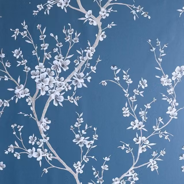 Arthouse Oriental Trail Botanical Floral Wallpaper in White, Petrol and Blue