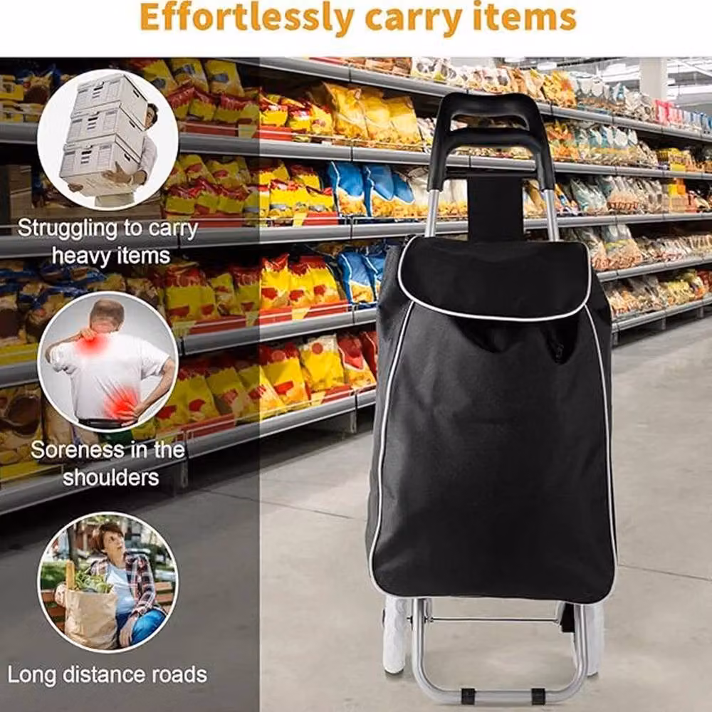 KORVIXA Lightweight Folding Shopping Trolley in Black – 5
