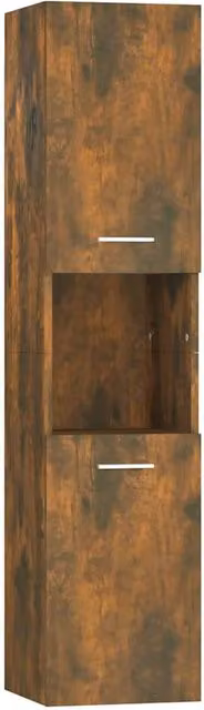 Berkfield Home Smoked Oak Bathroom Cabinet in Brown, W/D/H: 30 x 30 x 130 cm