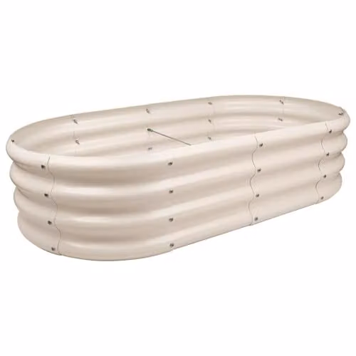 Harbour Housewares Raised Garden Bed in Beige or White, Galvanised Steel Planter, W: 120 cm, D: 60 cm, H: 30 cm