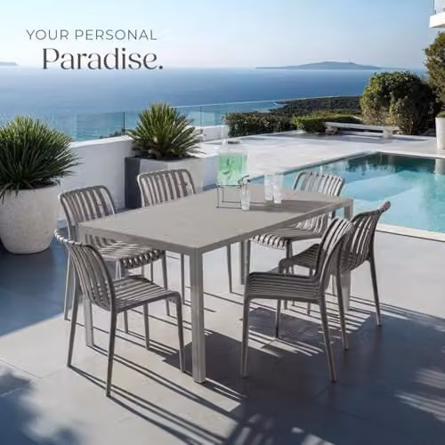 tectake Set of 4 Modern Slatted Garden Chairs in Anthracite Plastic for Terrace, Garden or Balcony – 2