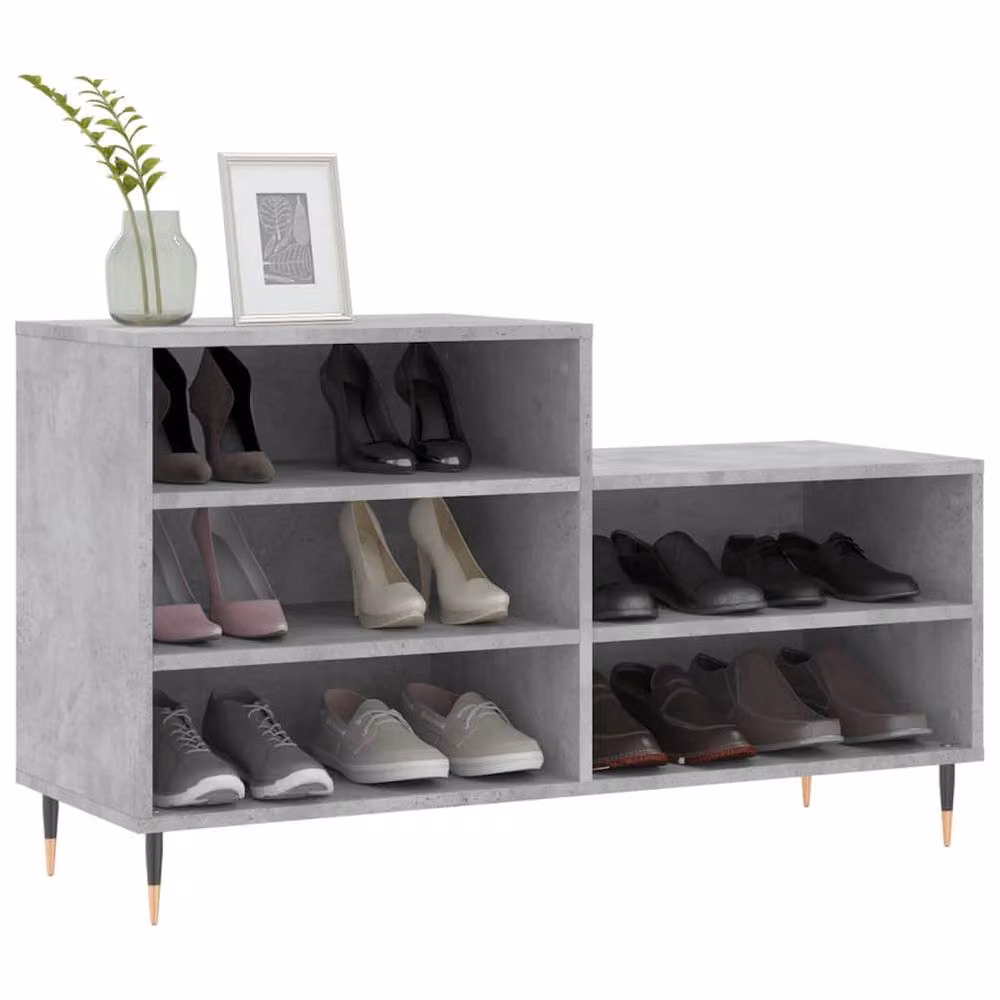 Berkfield Home Modern Shoe Cabinet in Concrete Grey, W/D/H: 102 x 36 x 60 cm – 3