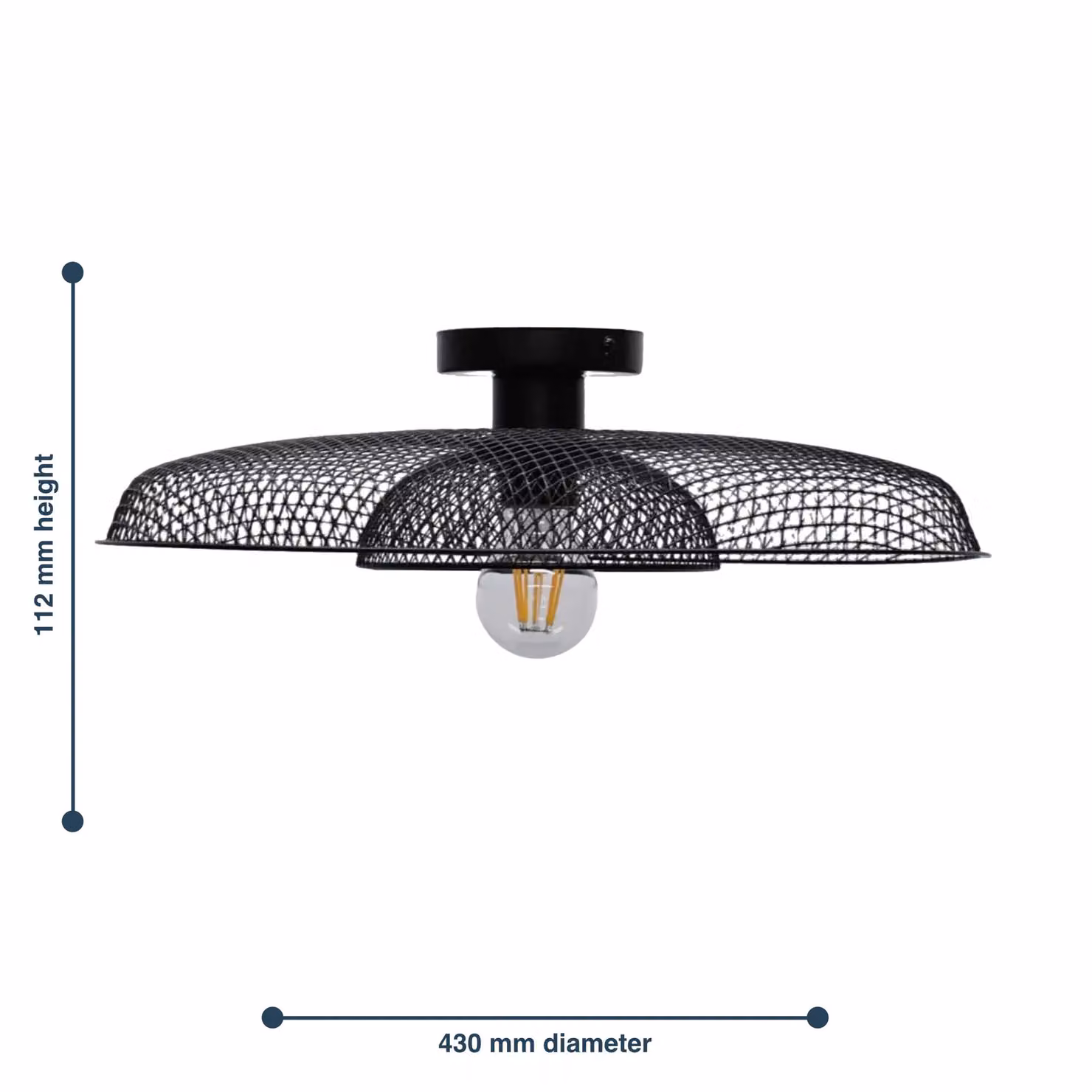 First Choice Lighting Cassidy Black Metal Wire Layered Flush Ceiling Light – 4
