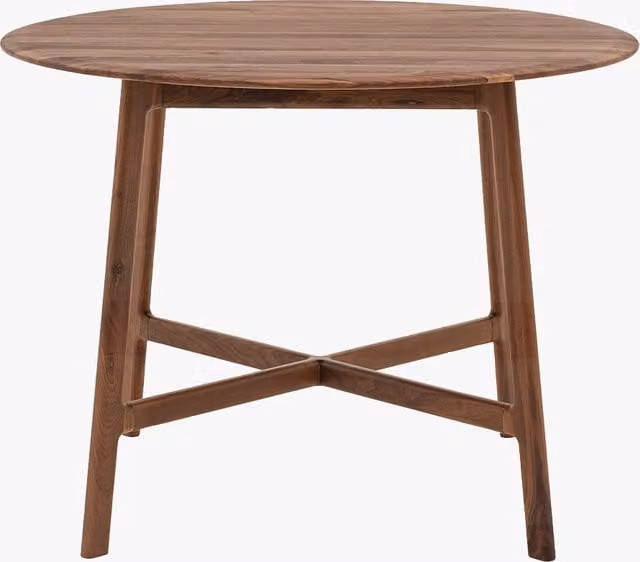 Perch & Parrow Menorca Round Walnut Dining Table in Brown