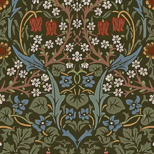 William Morris Blackthorne Fabric Forest in Green