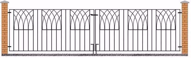 Burbage Iron Craft Abbey Modern Double Driveway Swing Gate in Black, W: 353 cm, H: 81.2 cm