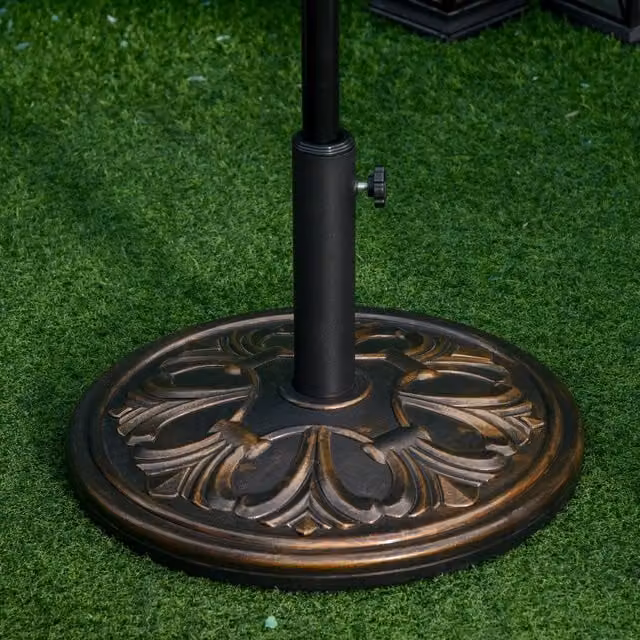 Outsunny 13kg Heavy Duty Round Parasol Base in Bronze Cement and Metal