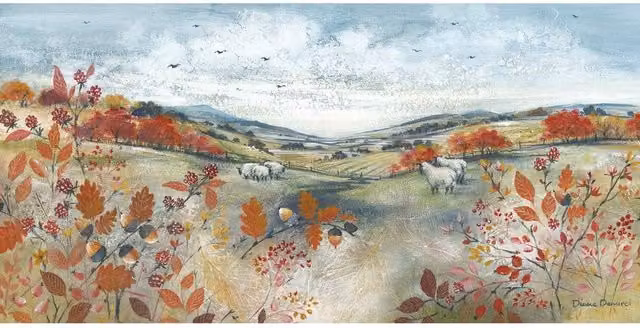 Diane Demirci Autumn Walk Multicolour Paper Poster Print in Orange