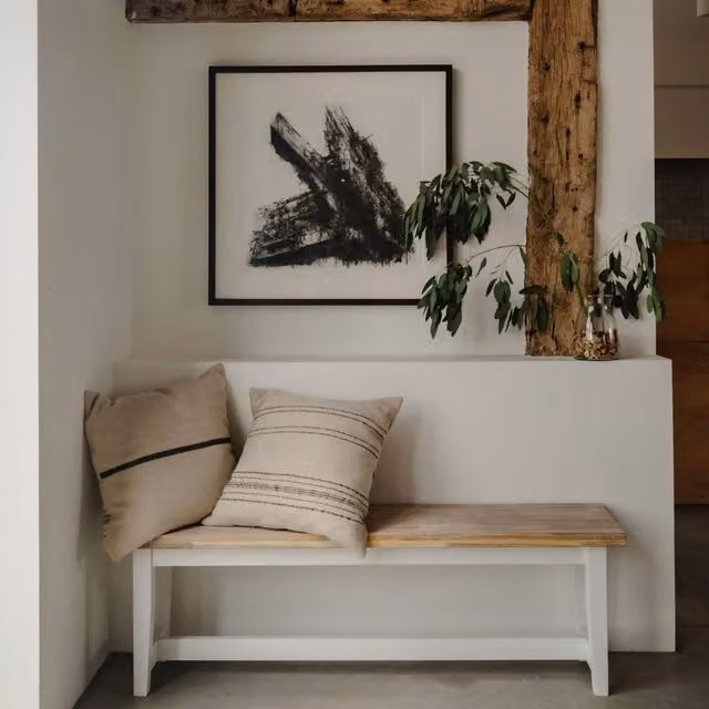 Florence Dining Table Bench in White Acacia Wood, 140 cm