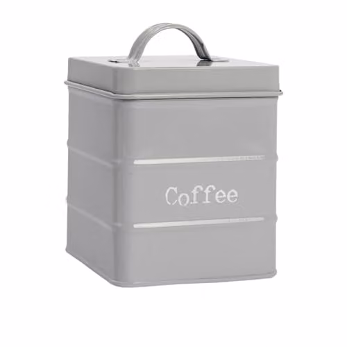 Harbour Housewares Metal Coffee Storage Canister with Airtight Lid, Grey – 1
