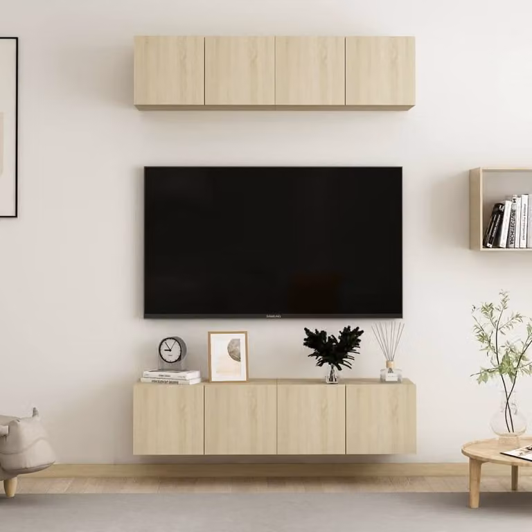 Berkfield Home Set of 4 TV Cabinets in Sonoma Light Oak, W/D/H: 60 x 30 x 30 cm