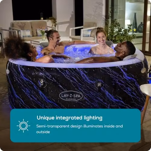 Bestway Lay-Z-Spa Florence Inflatable Square Hot Tub, 4-6 Person, Transparent – 2
