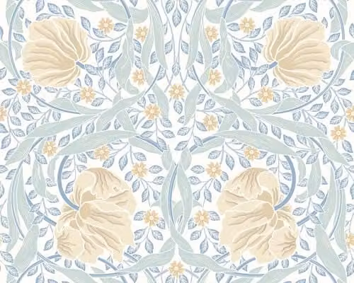 Origin Murals Flower Circle Floral Wall Mural in Blue, W: 200 cm x H: 6 cm