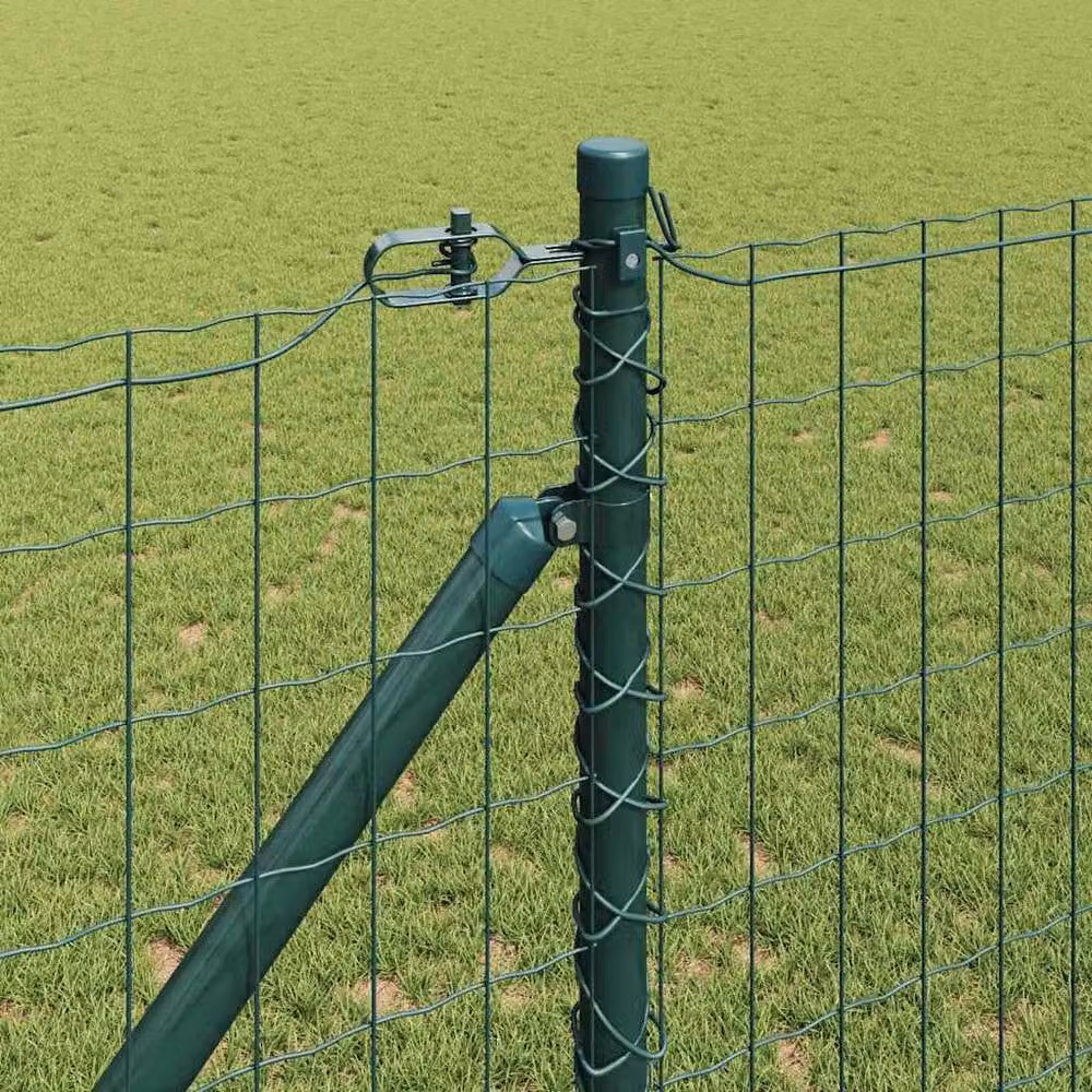 Berkfield Home Euro Fence in Green Galvanised Steel with 13 Spike Posts, W: 25 m, H: 1.2 m – 3