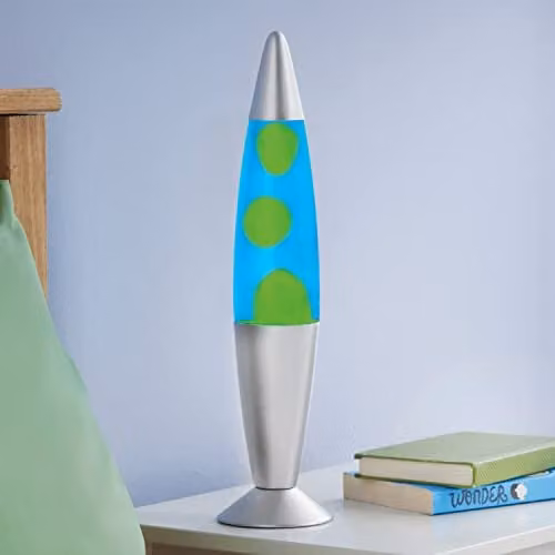 Global Gizmos 48869 Retro Blue and Green Lava Lamp with Silver Base – 1