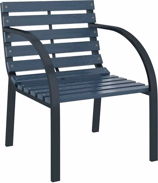 Berkfield Home Classic Garden Chairs, 2 Piece Set in Grey Wood and Steel, W/D/H: 56 x 61 x 76 cm