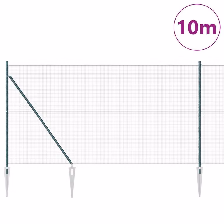 Berkfield Home Green Round Plastic Coated Steel Fence Post Set of 2
