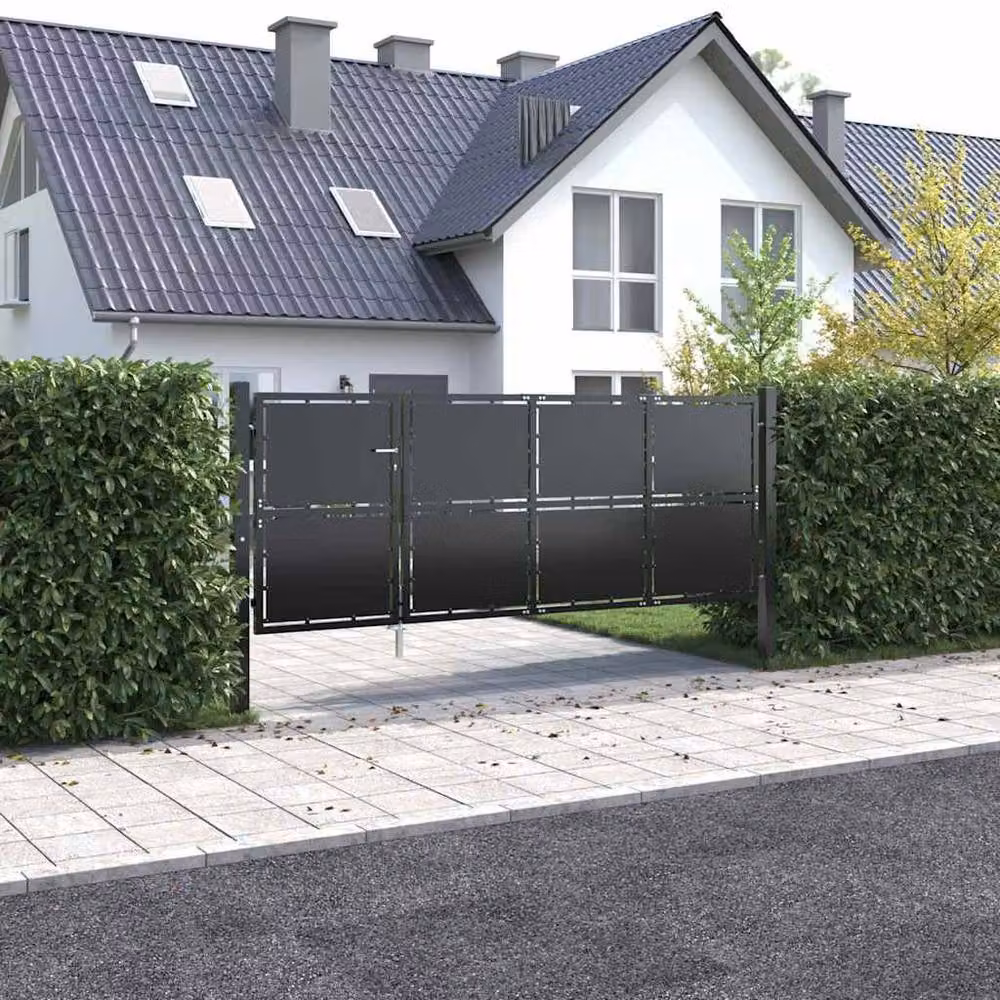 Berkfield Home Steel Swing Garden Gate in Anthracite Grey, W: 350 cm, H: 125 cm – 2