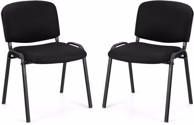 Costway Set of 2 Modern Black Fabric and Metal Waiting Room Chairs for Home or Office
