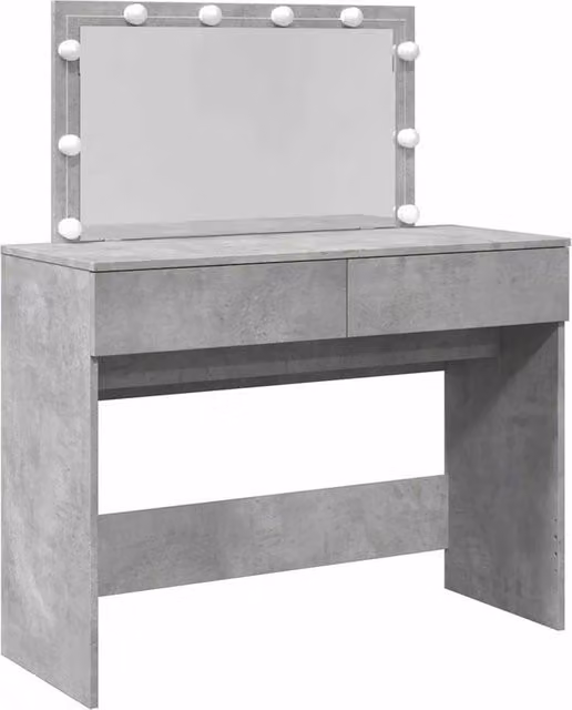 Berkfield Home Modern Dressing Table with Hollywood LED in Concrete Grey, W/D/H: 100 x 40 x 120 cm – 1