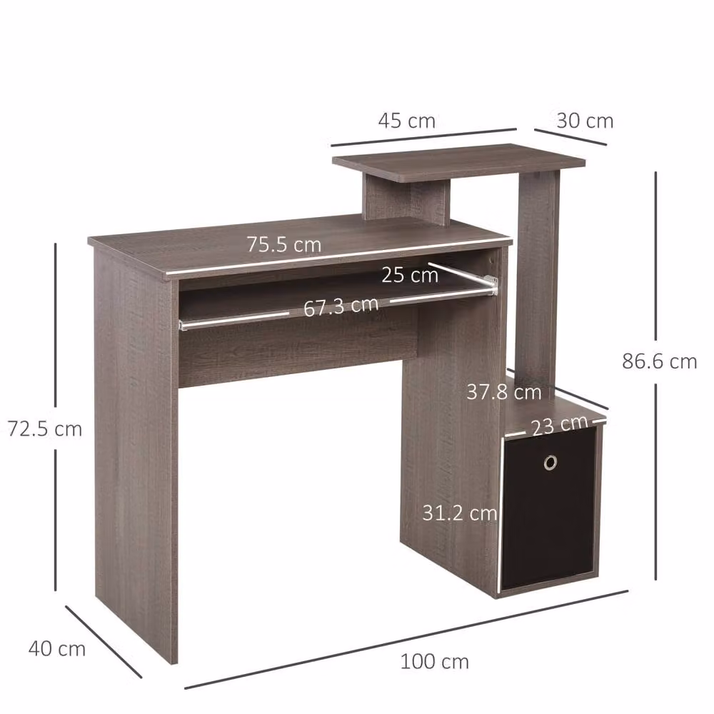 Wyld Haus Ramo Grey Home Office Computer Desk with Side Shelves W: 100 cm, H: 76.7 cm, D: 40 cm – 4