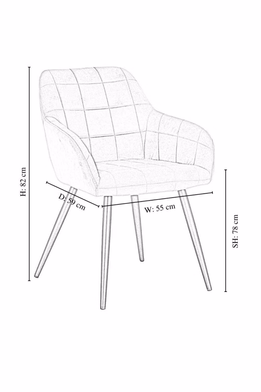 Life Interiors Set of 2 Camden Modern Velvet Dining Chairs with Armrests and Black Metal Legs in Dark Grey – 4