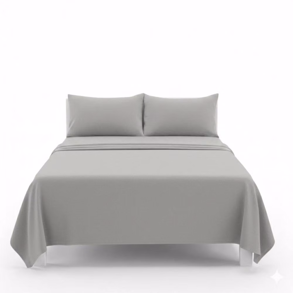 Snug City Easy Care Polycotton Flat Bed Sheet in Silver, Size: 90 x 200 cm – 2